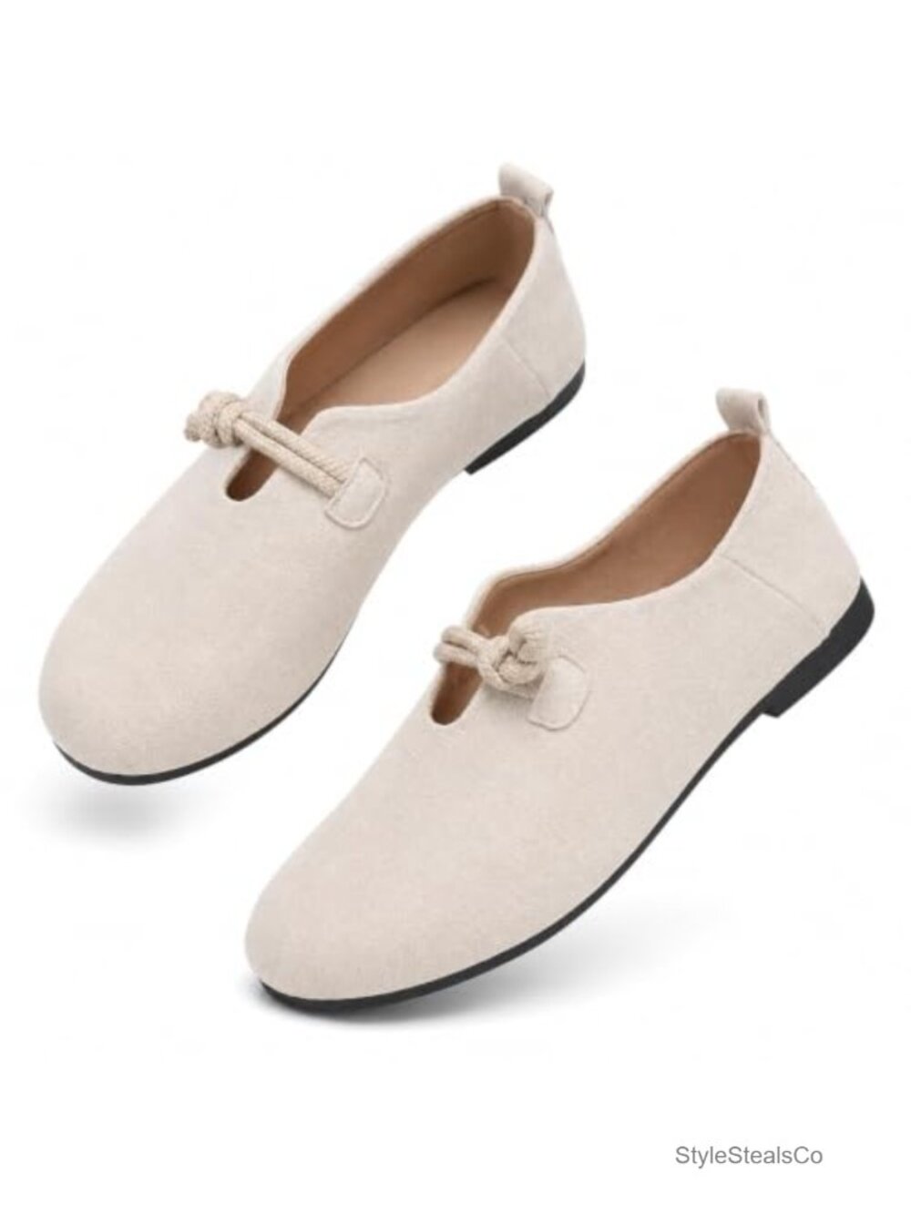 Womens Faux Suede Ballet Flats Low Wedge Round Toe Mary Jane Sneakers